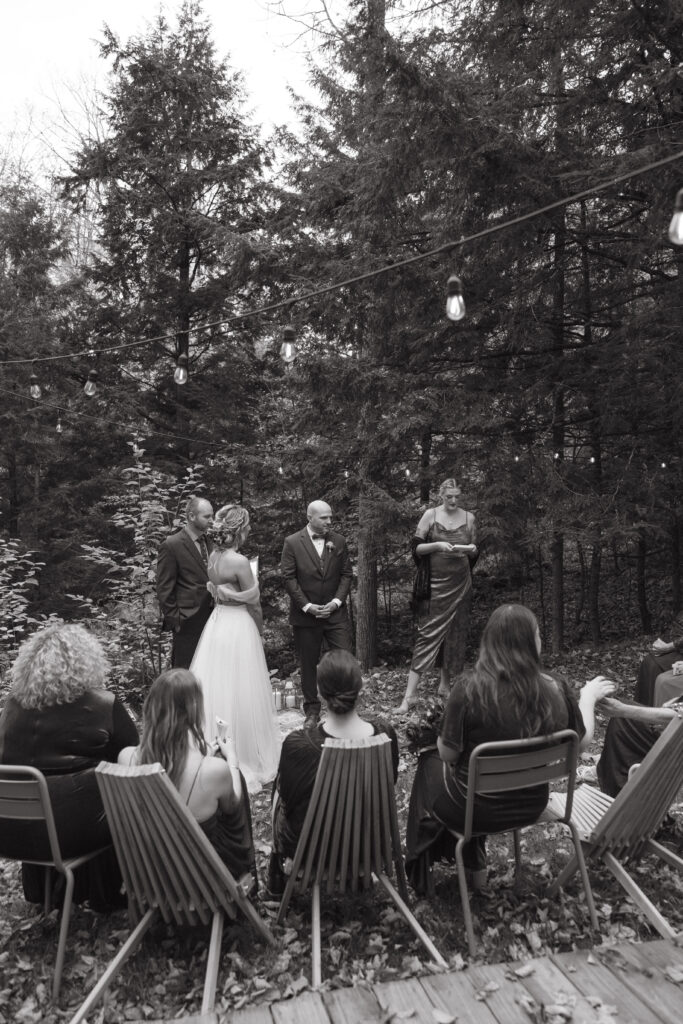 ceremony of bride and groom's Vermont wedding