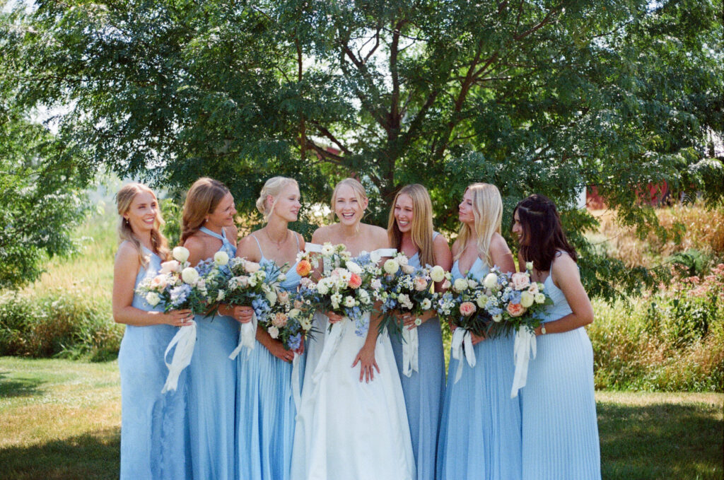 Film photo of bride and bridesmaids